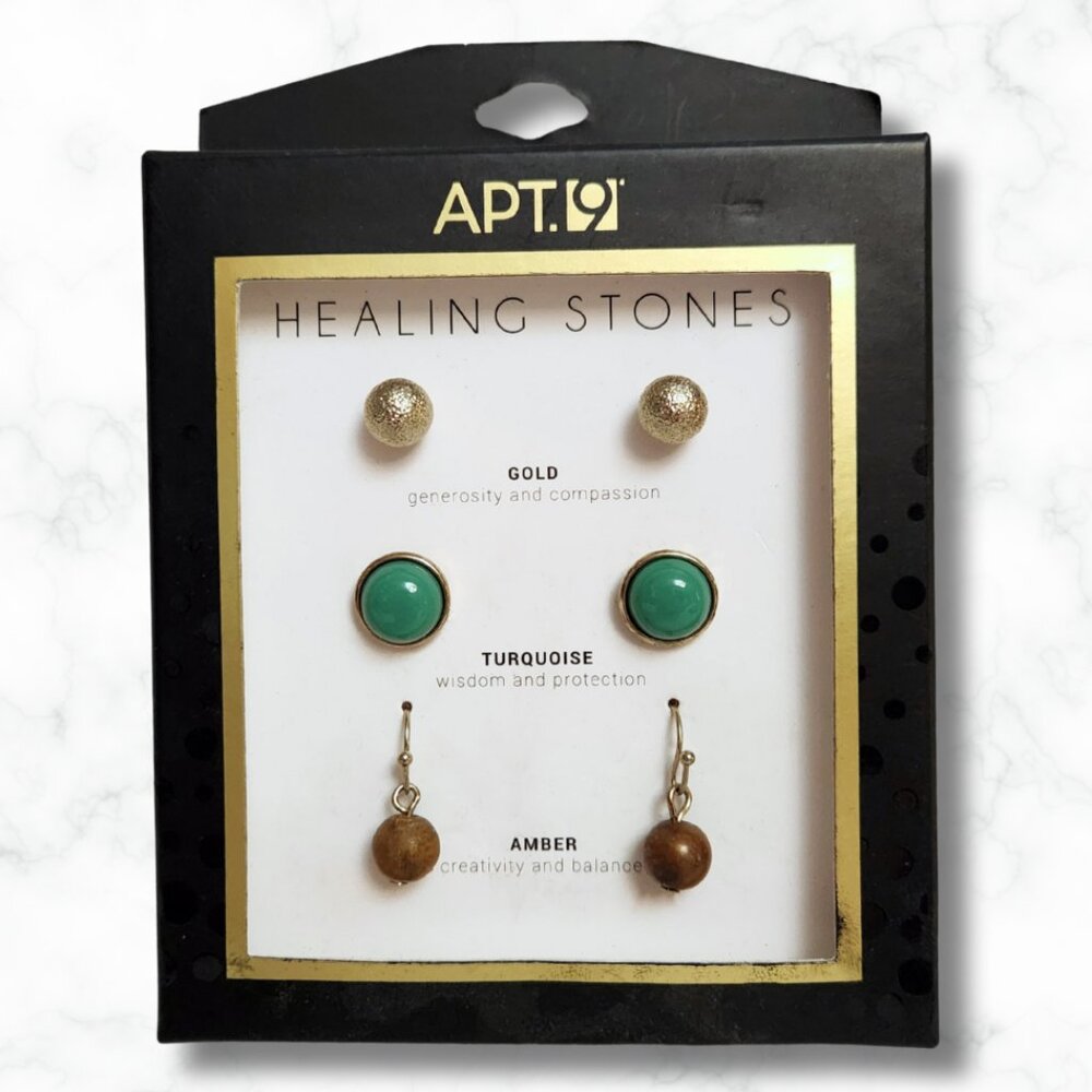 NWT APT. 9 Healing Stones Set of 3 Earrings